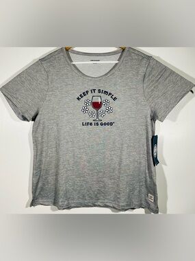 Life Is Good Women’s Shirt “keep It Simple” SLEEP Wear Gray Size XL NWT